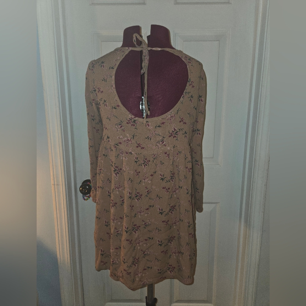 American Eagle Earthy Floral Semi Backless Long Sleeve Boho Tunic XS - Picture 4 of 11